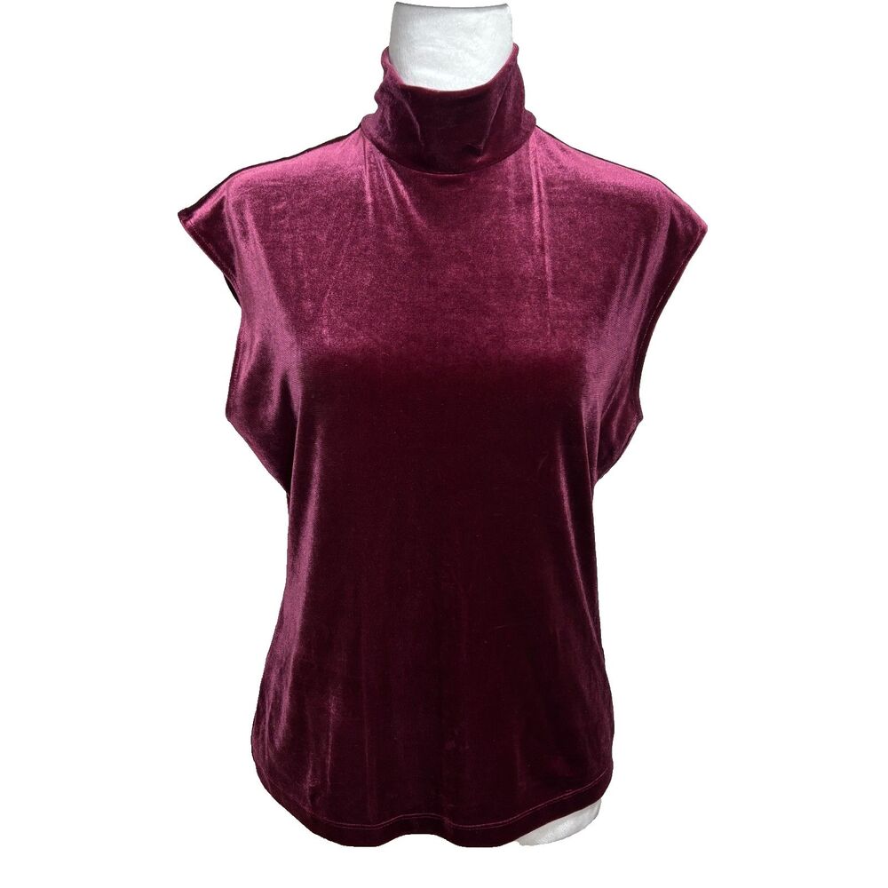 Limited Velvet Mock Neck Sleeveless Topβ L Burgundy Y2K Whimsigoth Chic Evening